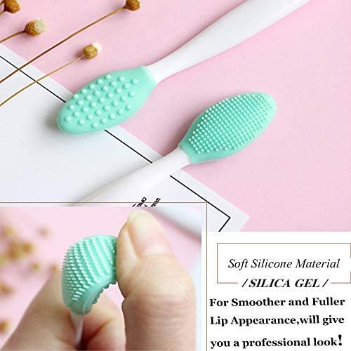 Lip Brush Tool,Double-Sided Silicone Exfoliating Lip Brush (4 Colors)