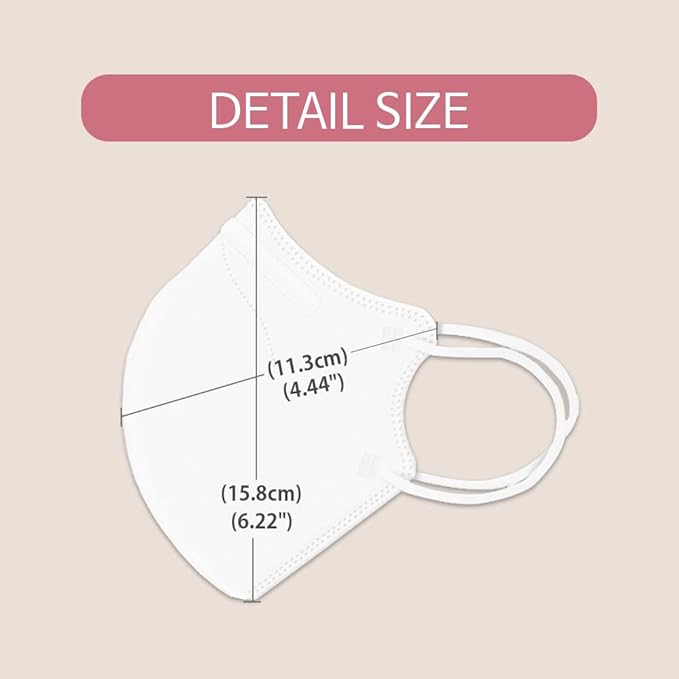 [20 Pcs] Korea Face Mask for Adults – Bird Beak type 2D Protective Health Face Mask for Dust and Smoke – 4-Layer Protective Filter – Ideal Fit for Comfortable Wear - Beige