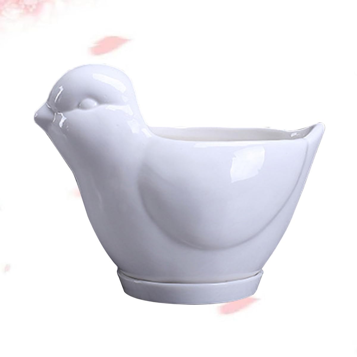 Parliky Ceramic Bird Shape Flower Pot Saucer Small White Succulent Plant Container Indoor Desktop Decor for Home Office Gardening