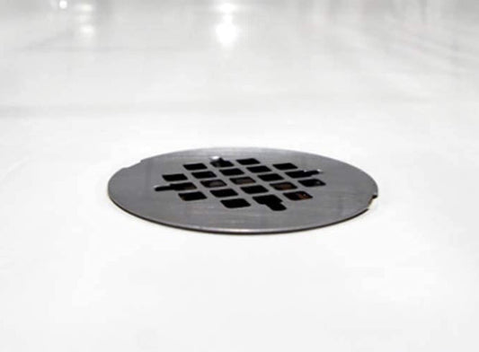 Westbrass A206P-62 2" No-Caulk PVC Compression Shower Drain with 4-1/4" Round Grid Cover, Matte Black