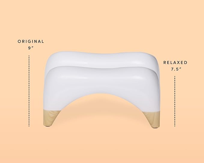 TUSHY Ottoman: A Premium Toilet Stool for The Bathroom, Modern Sleek Design | Squatting Position Helps Improve Bowel Health & Relieve Constipation (Relaxed 7.5", White/White)