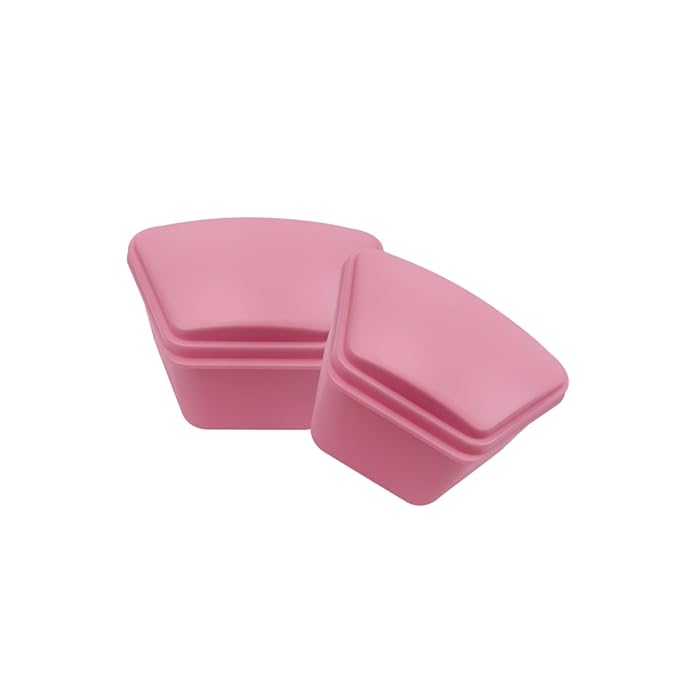 2PCS Trapezoid Retainer Case, Convenient Mouth Guard Cases, Multicolored Denture Bath Box for Aligner, Retainers, Mouth Guard, Night Guard, Travel Cleaning