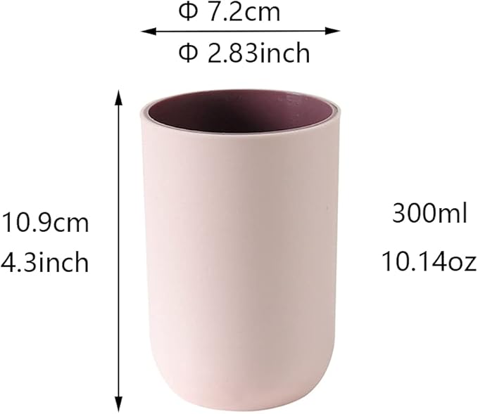 Unbreakable Reusable Drinking Cups Set of 2 Colors, Plastic Toothbrush Cup Tumblers 300 ml/10.5 oz, Dishwasher Safe (Light blue & Light pink)