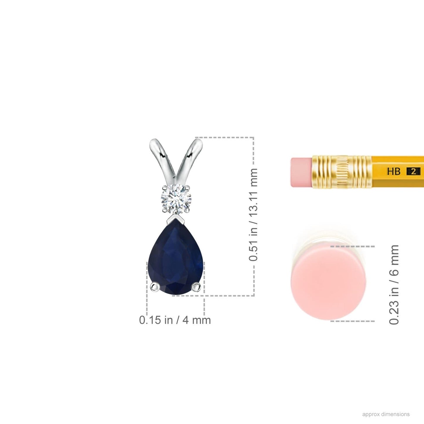 Angara Natural 0.4 Ct Blue Sapphire Solitaire Pendant in Sterling Silver for Women | Pear Blue Sapphire Necklace with Diamond | September Birthday Jewelry Gift | Grade- A | Size- 6x4mm