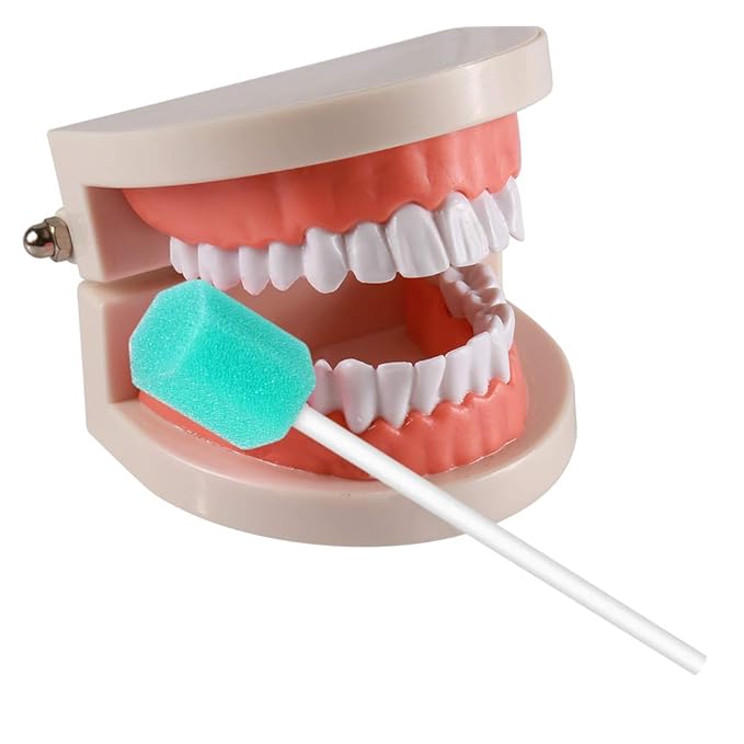 (50 Pack) Disposable Oral Swabs, Sterile Dental Sponge Swabsticks Unflavored for Mouth & Gum Cleaning