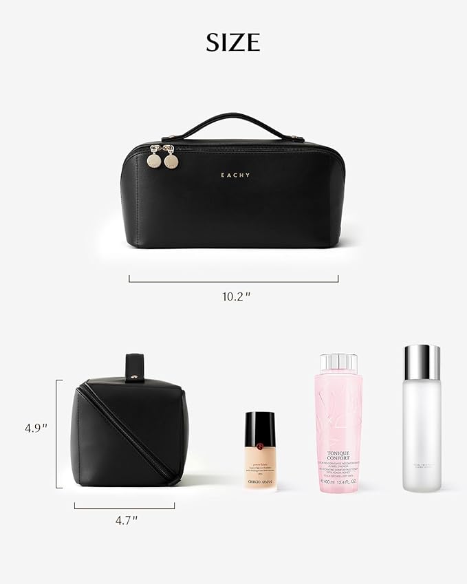 EACHY Travel Makeup Bag,Large Capacity Cosmetic Bags for Women,Waterproof Portable Pouch Open Flat Toiletry Bag Pattern Makeup Bag