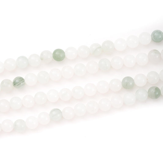 6mm 60pcs DIY Natural White Jade Stone Beads Round Healing Crystal Gemstone Loose Beads for Jewelry Making Handmade Bracelet Necklace