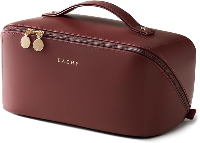 EACHY Travel Makeup Bag,Large Capacity Cosmetic Bags for Women,Waterproof Portable Pouch Open Flat Toiletry Bag Pattern Makeup Bag