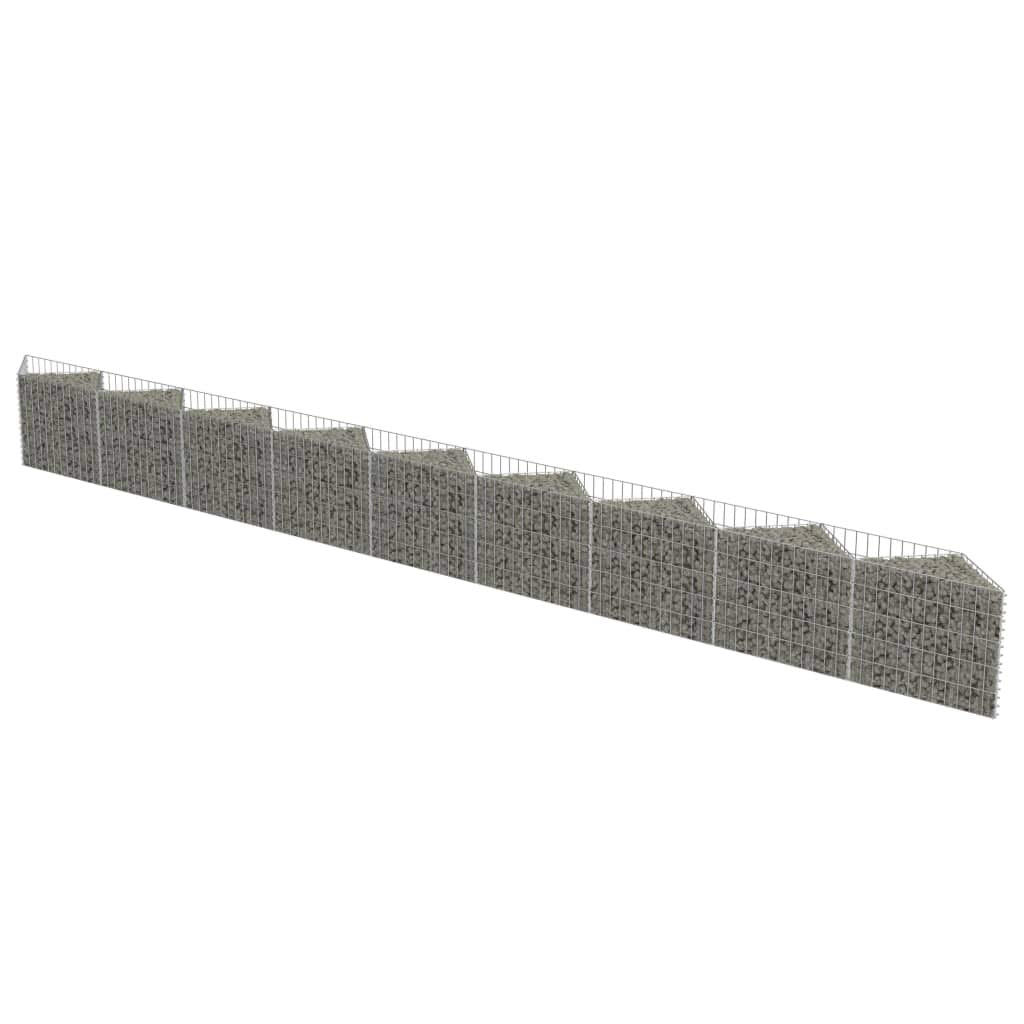 vidaXL Gabion Basket for Garden, Galvanised Steel Gabion Planter, Gabion Raised Bed, High Load Capacity, 248''x11,8x19,7''