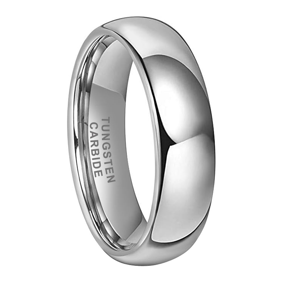 TUTISS 6mm Tungsten Rings for Men Women Engagement Wedding Bands Domed Polished Comfort Fit Size 9