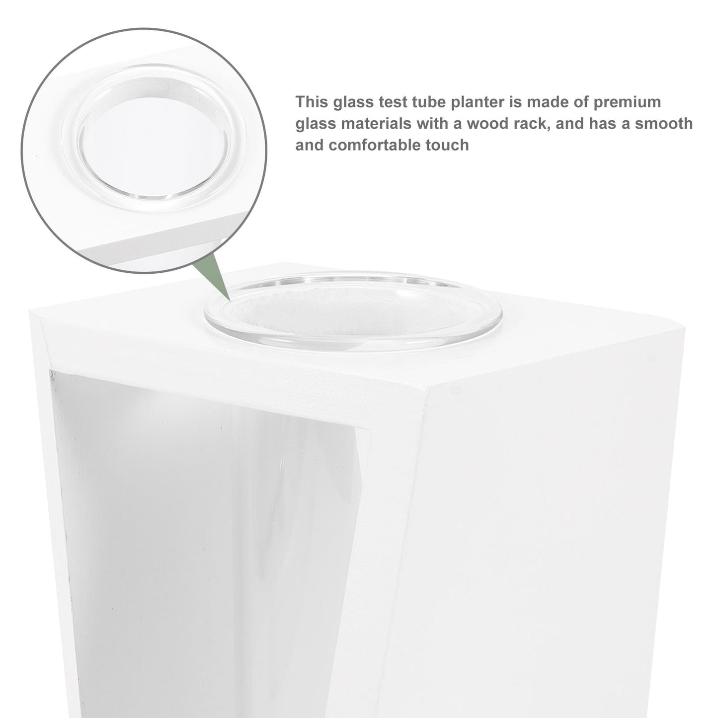 YARNOW Test Tube Plant Vase with White Wood Rack, Glass Hydroponic Propagation Tubes for Indoor Water Culture, Small Terrarium Holder for Home and Office Décor