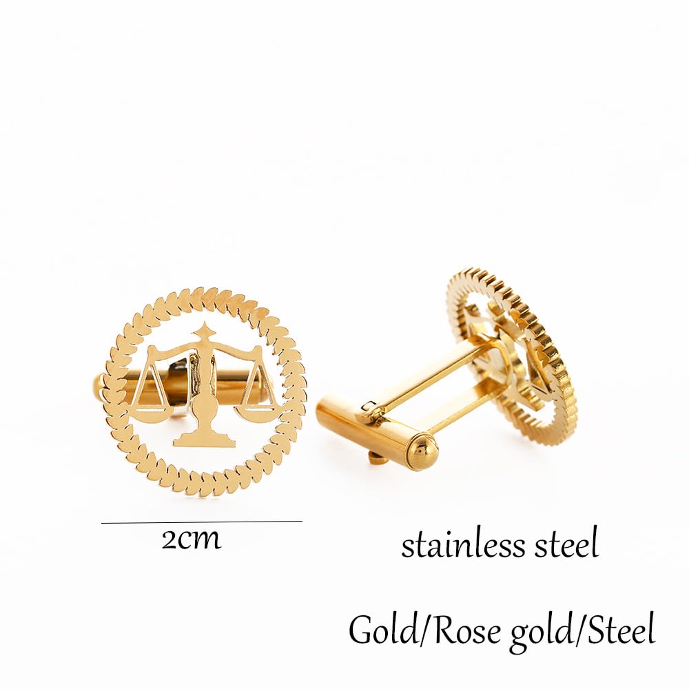 Metal Balance Badges Suit Brooch Libra Scales Brooches For Men (rose gold cuff-link)