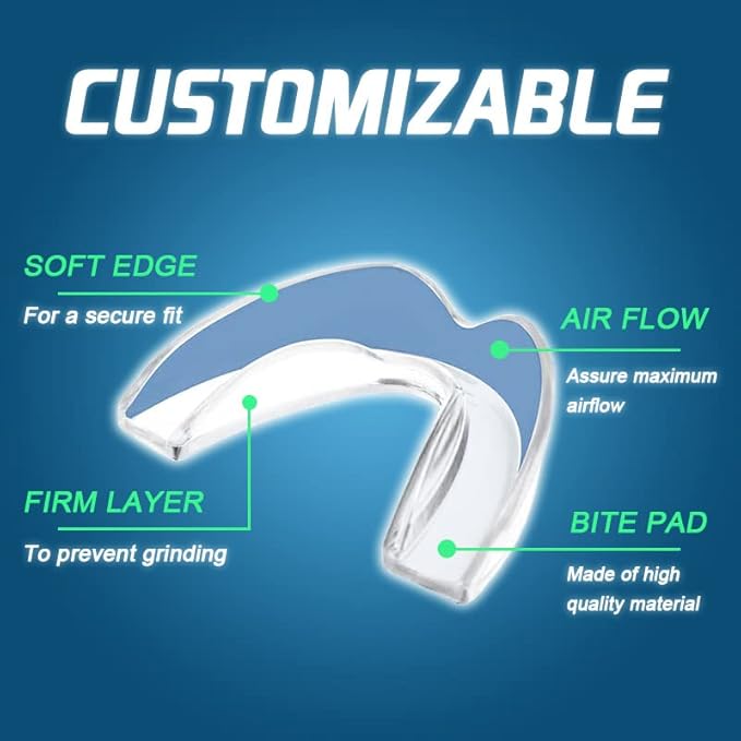 KOHEEL MG Moldable Mouth Guard for Teeth Grinding and Clenching, Perfect Fit Night Guard, Dental Guard for Bruxism Relief, 4 Count (4 Large)