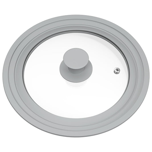 TOPULORS Universal Lid for Pots, Pans, and Skillets - Tempered Glass Lid with Silicone Rim Fits 8", 9", 9.5" Inner Diameter Cookware Frying Pan Cover Replacement Lid - Dishwasher Safe, Grey