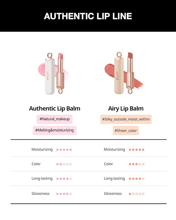 ATHÉ Authentic Lip Balm 09 INNOCENT (Tinted), Lightweight Wear & Plumping Lips without Stickiness, Moisturizing & Nourishing Plant-Based Vegan Chapstick for Dry, Petrolatum Free, Cruelty-Free