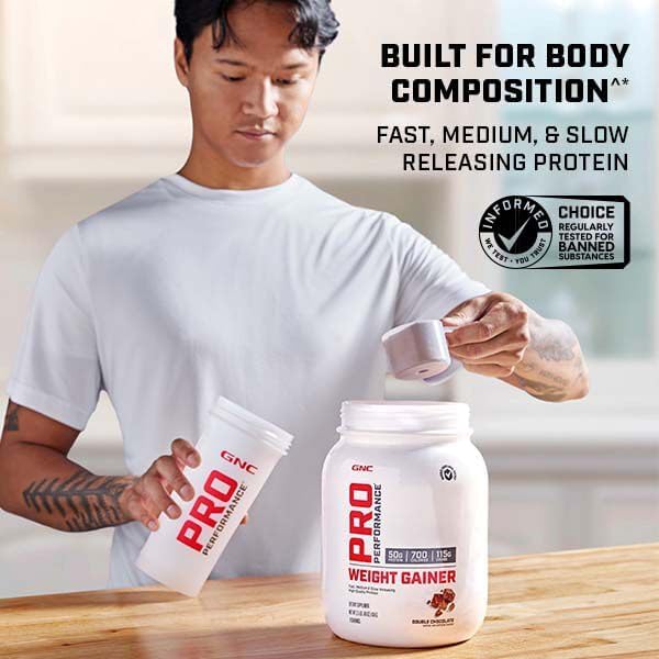 GNC Pro Performance Weight Gainer Protein Powder, 50g Protein, High Calorie, 700 Calories, Supports Mass and Muscle Recovery, MCT, BCAA, 3rd Party Tested, Vanilla Ice Cream, 6 Servings, 2.5 lbs