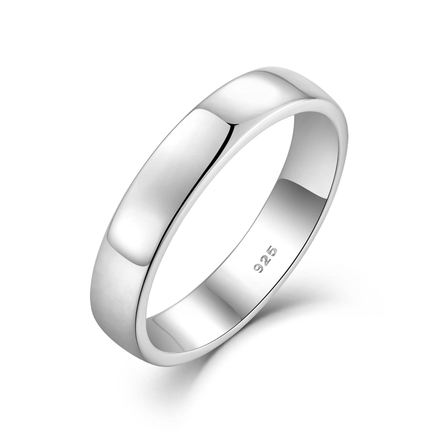 STARCHENIE Solid 925 Sterling Silver 4mm Wedding Band Ring, Comfort Fit High Polish, for Men and Women (Size 9)