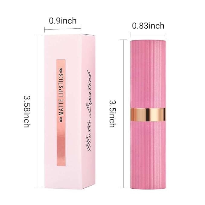 Pink Nude Lip Stick,Matte Cream Lipstick Set for Women,Long Lasting Waterproof Smudge Proof Velvet lipsticks Crayon,Lip Makeup Kit Travel Size,Vegan & Cruelty-free (Pack of 1)