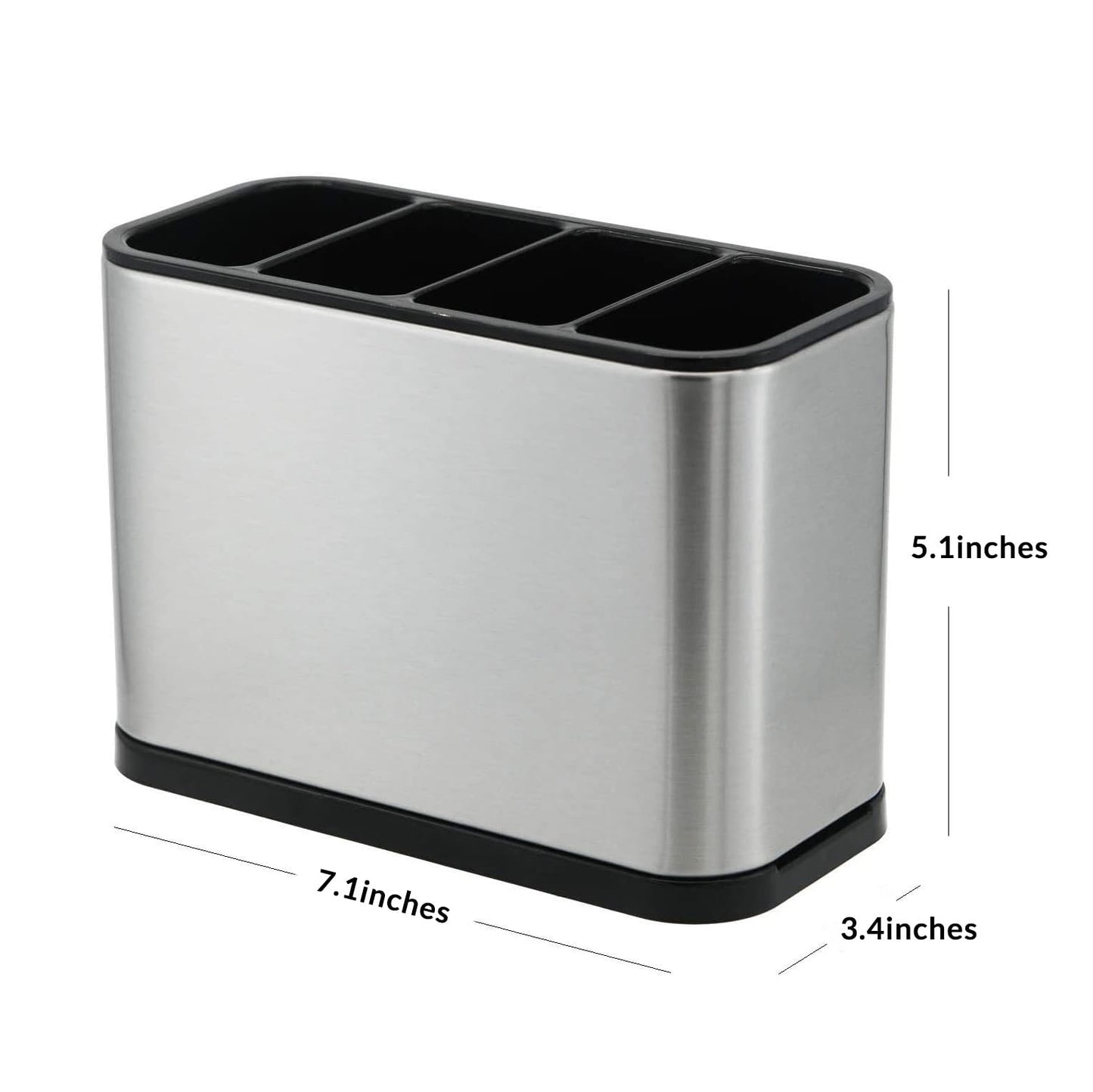 KESOL Kitchen Utensil Holder, Stainless Steel Utensil Drying Rack Flatware Holder Sinkware Caddy Countertop Organizer with 4 Divided Compartments, Rust Proof