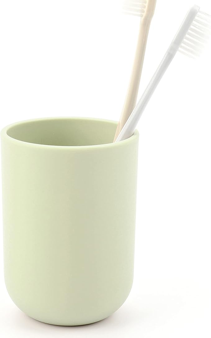 Toothbrush-Holder-Cup,Bathroom-Cup,Tooth-Brushing-Tumbler-Drinking-Teeth-Cup,Toothpaste-Countertop-Organizer,Rinse-Cup,Plastic 350ml (Green)