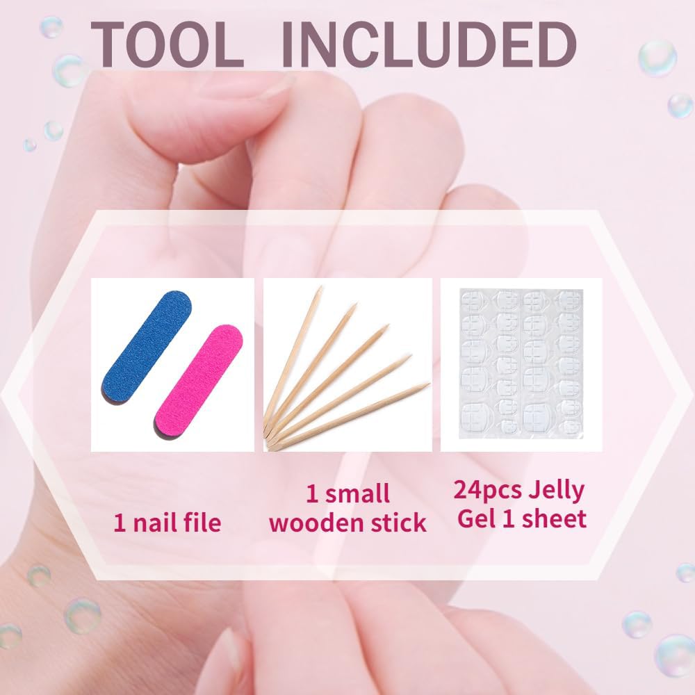 Press On Nails - Handmade 3D False Nails Short Medium Almond 10 Pcs Reusable ABS Material Finger Painting Nail Tip French Salon Design Artificial Fingernail for Women-M size
