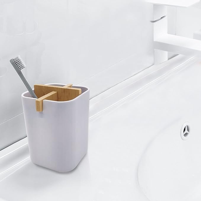 Aoheuo Bamboo-Toothbrush Holders-Multifunctional-Electric Toothbrush-Storage Box-Natural Tough-Toothpaste-Holder Suitable for Bathroom Countertops, Sink, etc.