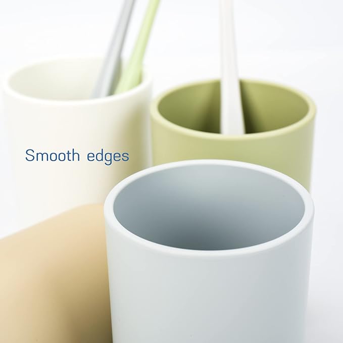 Toothbrush-Holder-Cup,Bathroom-Cup,Tooth-Brushing-Tumbler-Drinking-Teeth-Cup,Toothpaste-Countertop-Organizer,Rinse-Cup,Plastic 350ml (Beige)