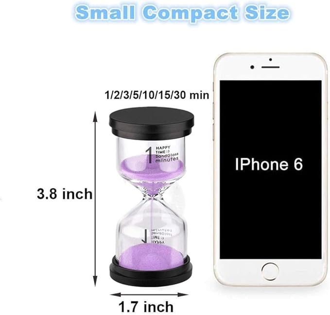 SuLiao 2 Minute Sand Timer Hourglass: Colorful Sand Clock, Purple Small Reloj De Arena Two Minutos, Plastic Hour Glass Sandglass for Kids, Game, Decorative, Kitchen, Toothbrush Timer