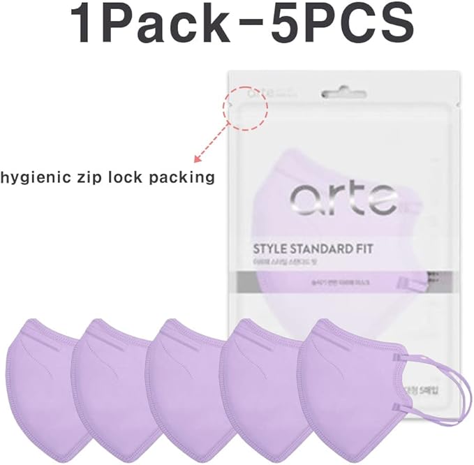 [20 Pcs] Korea Face Mask for Adults – Bird Beak type 2D Protective Health Face Mask for Dust and Smoke – 4-Layer Protective Filter – Ideal Fit for Comfortable Wear - Violet