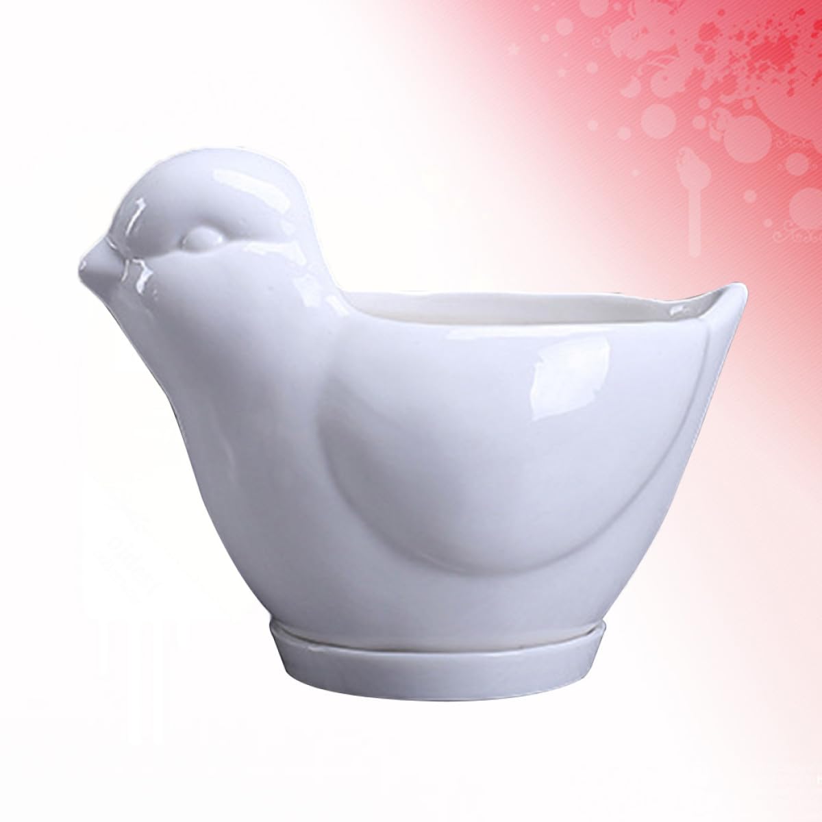 Beaupretty White Ceramic Bird Shaped Succulent Plant Pot with Tray Small Indoor Flower Container Desktop Decor for Home Office Gardening