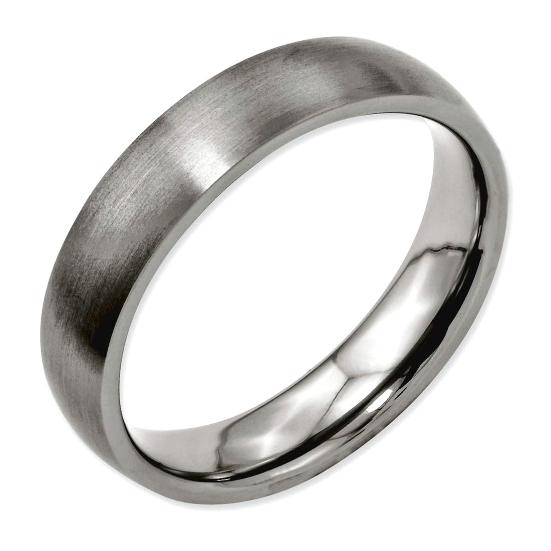 JewelryWeb Titanium Half Round 5mm Brushed Band Ring Size 9 Ring for Women and Men