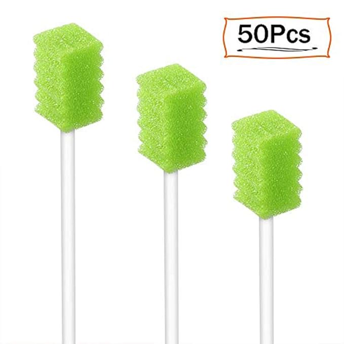 (50 Pack) Disposable Oral Swabs, Sterile Dental Sponge Swabsticks Unflavored for Mouth & Gum Cleaning