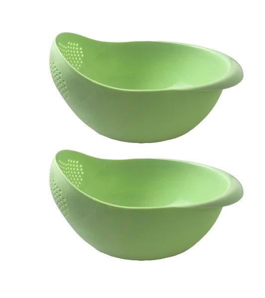 2-in-1 Rice Colander, Vegetable and Fruit Cleaning Filter Basket, 2Piece Sturdy and Easy-To-Use Food Grade Kitchen Tool Accessories (green, Small)