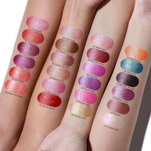 Oulac Metallic Orange & Coral Pink Lipstick Set - 2PCS Vegan Lightweight Hydrating Formula with High Impact Lip Color for Full Coverage Lip Makeup, Christmas Gifts for Women, 05+25