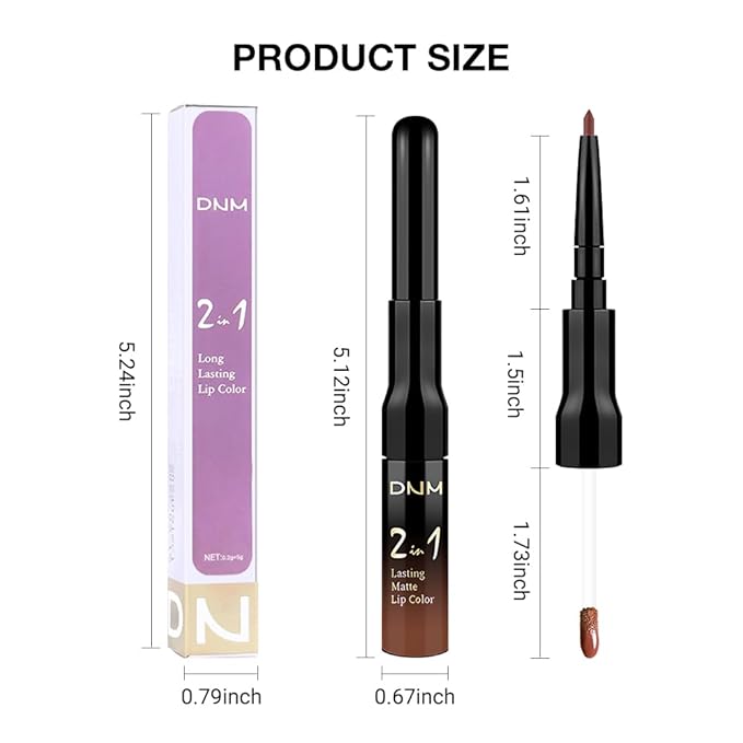evpct 1Pcs Reddish Brown Matte Lip Liner and Liquid Lipstick Stain Makeup Set for Women, Cranberry Red Long Lasting Smudge Proof Lipstick labiales matte mate larga duracion listip 24 hours originales