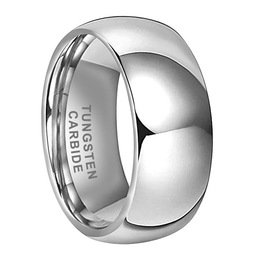 TUTISS 10mm Tungsten Rings for Men Women Engagement Wedding Bands Domed Polished Comfort Fit Size 14