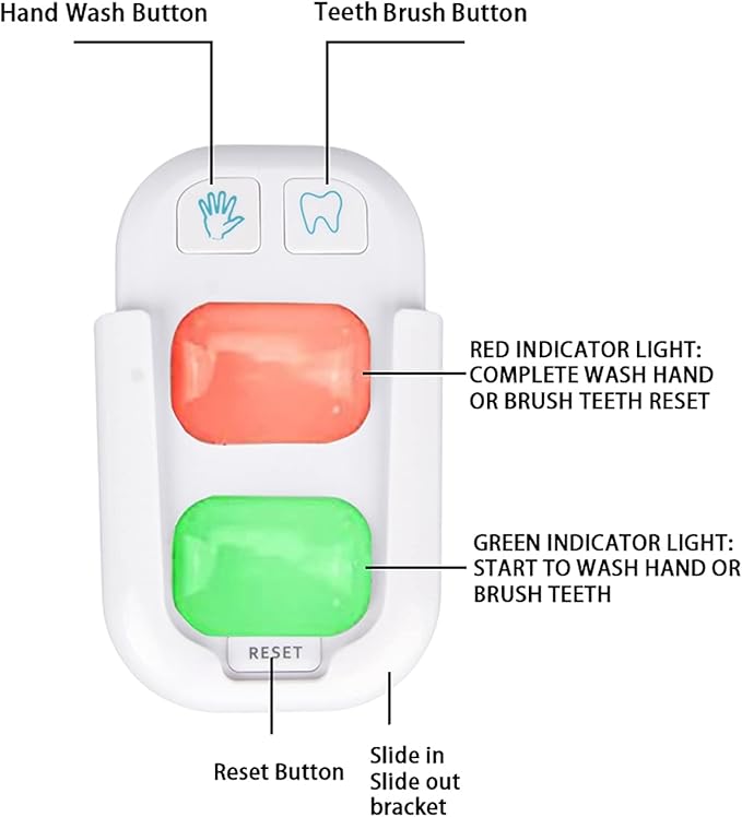 SOARING Toothbrushing Timer for Kids, Training 20 Second Hand Washing and 2 Minutes Teeth Brushing, Stick on Bathroom Timer for Children with Indicator Lights（2 Packs）