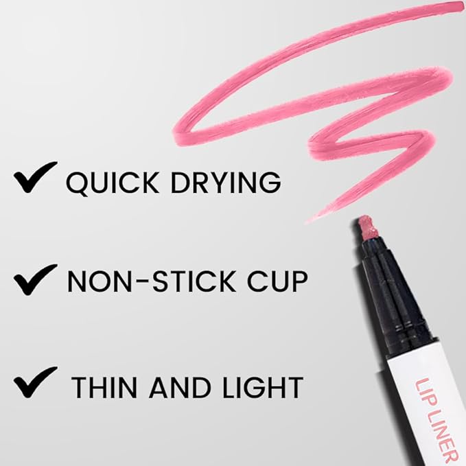 Kaely Warm Pink Longwear Liquid Lip Liner Waterproof, 24 Hour Long Lasting Lip Liner Stain Marker Pen, 2-in-1 Matte Semi Permanent Lipliner & Lipstick, Vegan & Cruelty-Free, 13