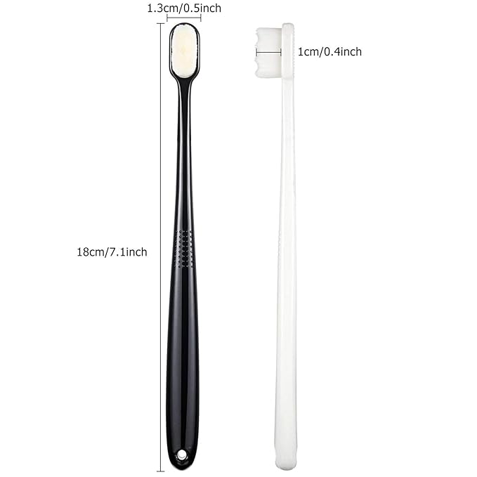 Boao 4 Pieces Extra Soft Toothbrushes for Sensitive Gums with 20000 Micro Nano Bristle for Adult Pregnant Gum Recession Elderly Braces, Protect Fragile Gums(Black, White)