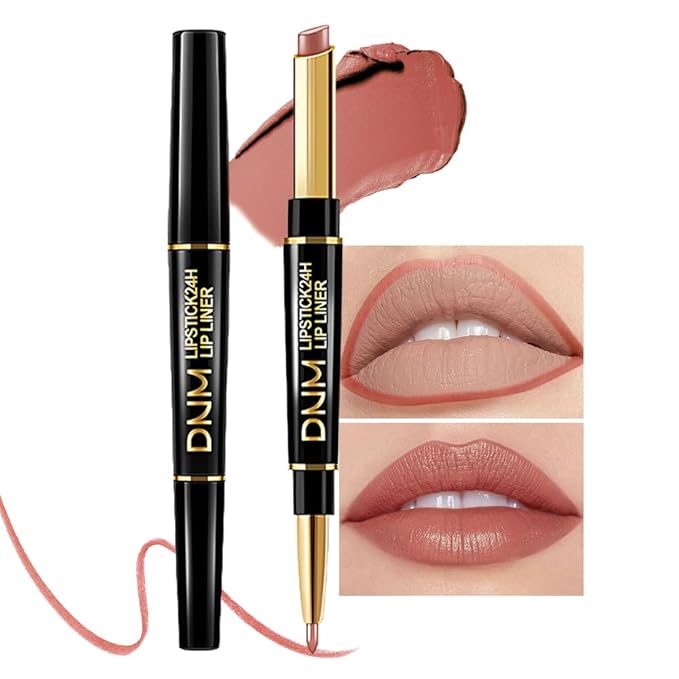 Kaely 2-in-1 Fairest Nude Velvet Matte Lip Liner & Lipstick Combo Set Kit for Women, Magic 24 Hours Lipstick and Lip Liner Makeup Set Stain Long Lasting Waterproof labial 47