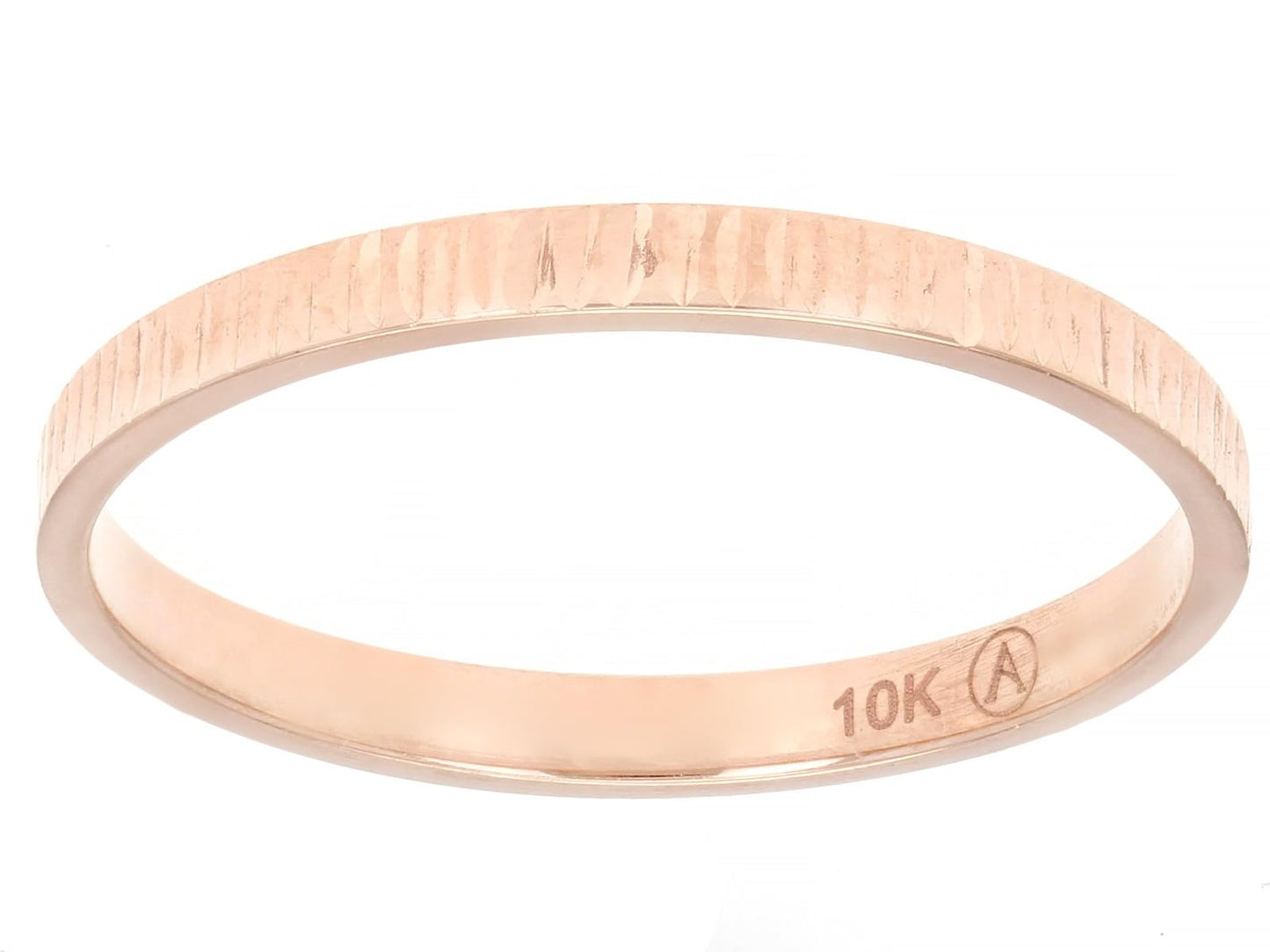 JTV 10K Gold 2 mm Textured Band Ring - Unisex Wedding Band - Elegant, Durable, & Comfortable for Everyday Wear, Anniversary, or Gift - (Rose Gold, 6)