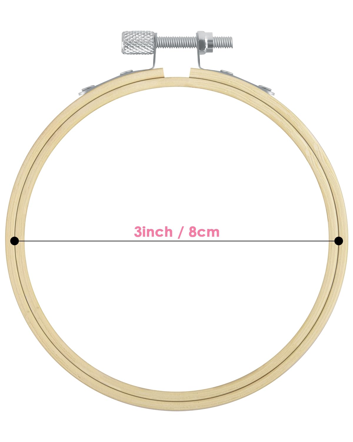 TINDTOP 8 Pieces 3 Inch Embroidery Hoops, Bamboo Frame Circle Cross Stitch Hoop Ring Embroidery Hoops Set for Embroidery and Cross Stitch