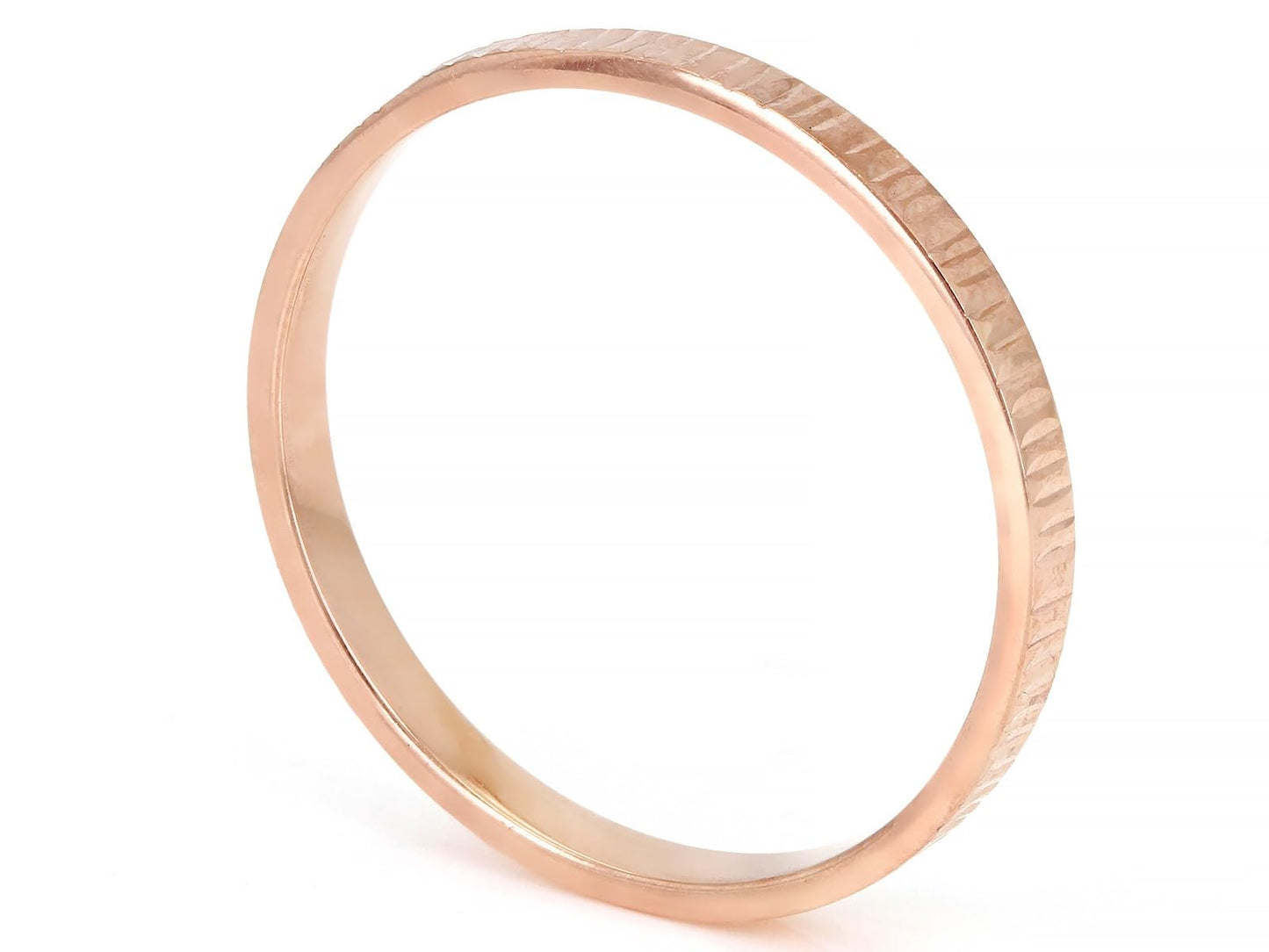 JTV 10K Gold 2 mm Textured Band Ring - Unisex Wedding Band – Elegant, Durable, & Comfortable for Everyday Wear, Anniversary, or Gift - (Rose Gold, 9)