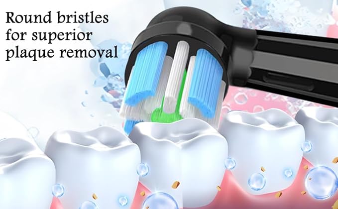 IO Replacement Brush Heads Compatible with Oral B iO Series 2-10 Electric Toothbrushes (3Black+3White, 6 PCS)