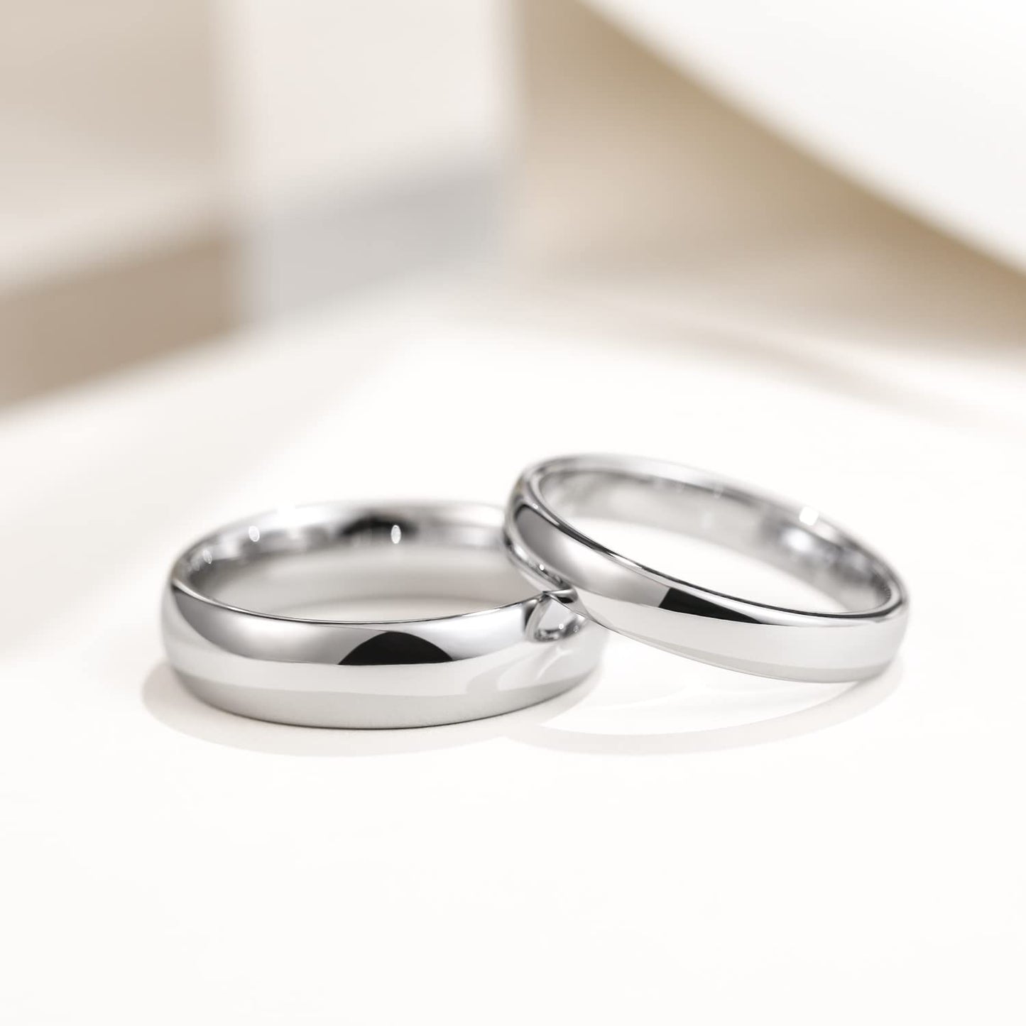 Greenpod 4mm Tungsten Rings for Women High Polished Plain Dome Silver Classic Wedding Band Comfort Fit Size 4