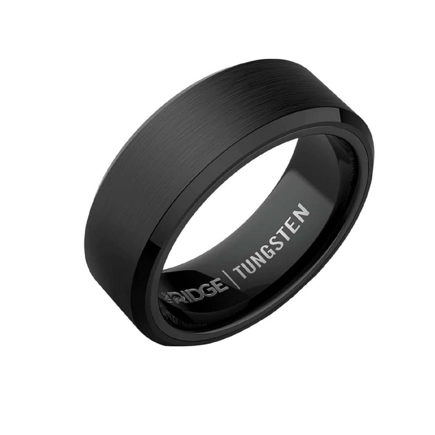 The Ridge Royal Black Beveled Ring Comfort Fit Wedding Band - 7