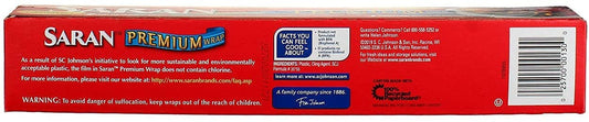 Saran Premium Plastic Wrap, 100 Sq Ft (Pack of 3)
