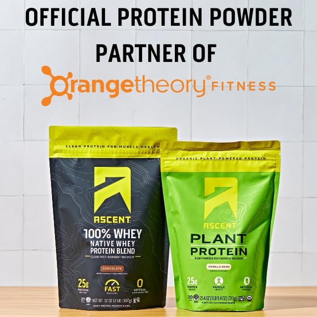Ascent 100% Whey Protein Powder - Post Workout Whey Protein Isolate, Zero Artificial Flavors & Sweeteners, Soy & Gluten Free, 5.5g BCAA, 2.6g Leucine, Essential Amino Acids, Chocolate 4 lb