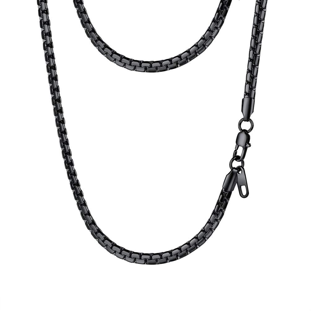 PROSTEEL Black Chain Necklaces Mens Jewelry Gothic Flat Link Chain Necklace
