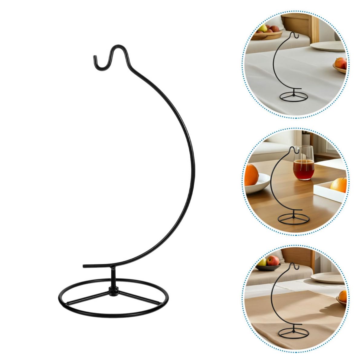 Yardwe 2pcs Moon-shaped Iron Hanging Rack for Air Plant Planter Holder and Ornament Display Stand, Black Metal Plant Rack for Indoor Hanging Terrarium and Glass Ball Decor